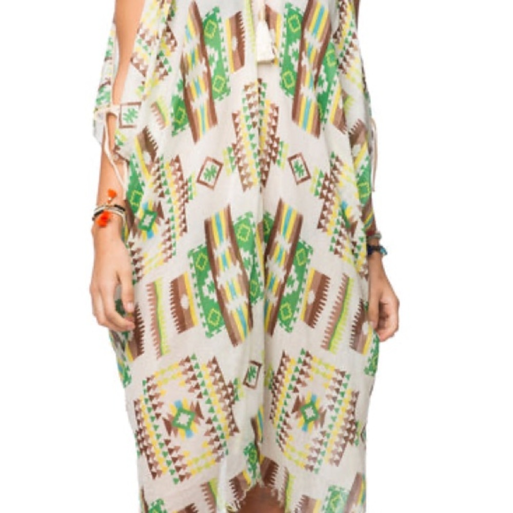 POOL TO PARTY Aztec/Southwestern Print Cover Up Resort Vacation Beach Pool